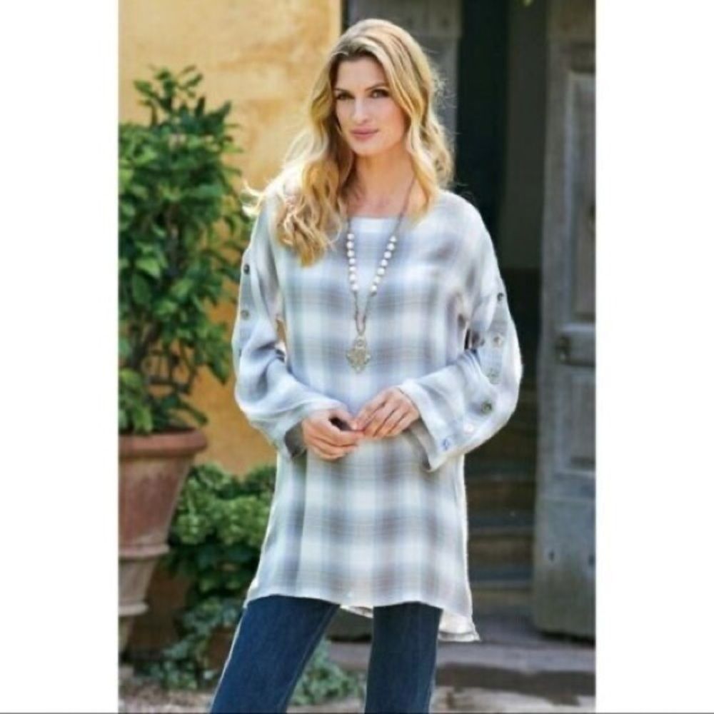 Soft Surroundings Kingsley Plaid Tunic A5*
